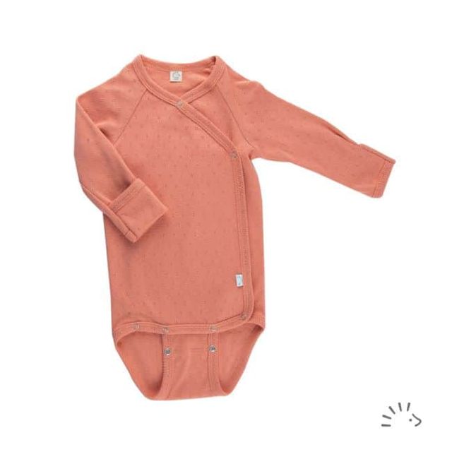 Baby long-sleeved wide-rib cotton wrap bodysuit