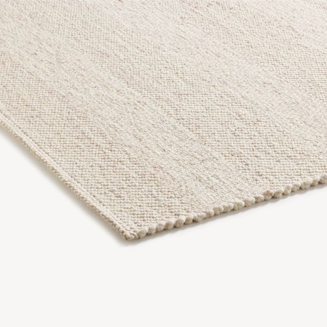 Wool, cotton and linen herringbone rug