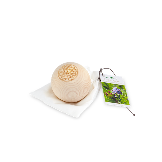 Swiss stone pine ball with Flower of Life design
