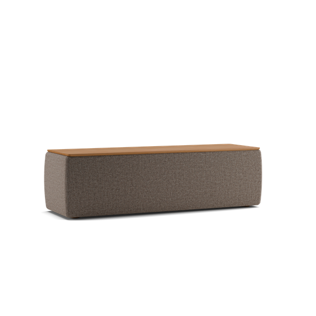 Solid wood storage chest with wool upholstery