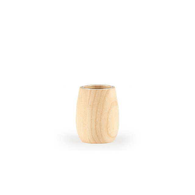 Ash wood vase with glass insert