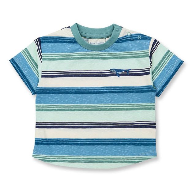 Baby striped cotton jersey T-shirt with whale print