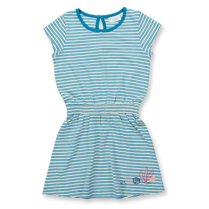 Girls' striped cotton jersey dress with cap sleeves