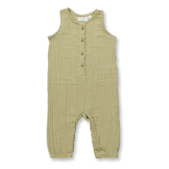 Baby sleeveless cotton muslin romper