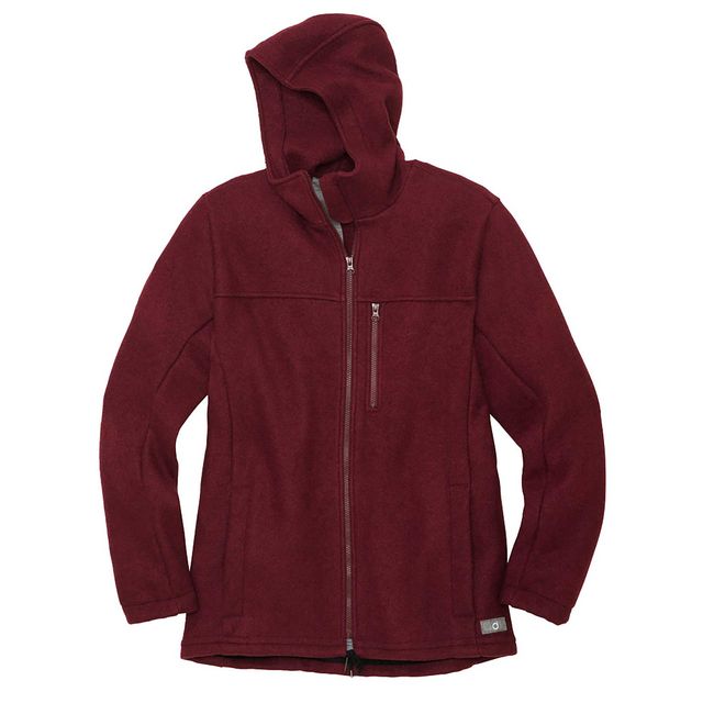 Men's boiled merino wool hooded jacket