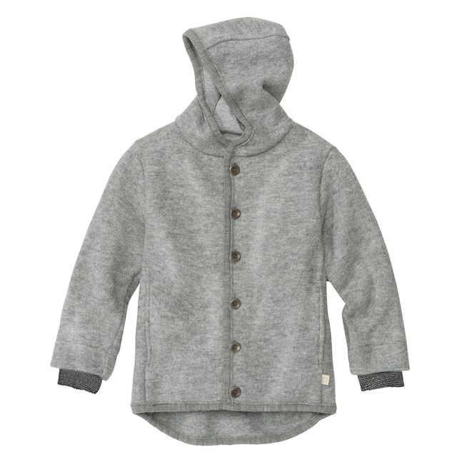 Kids' boiled merino wool hooded jacket