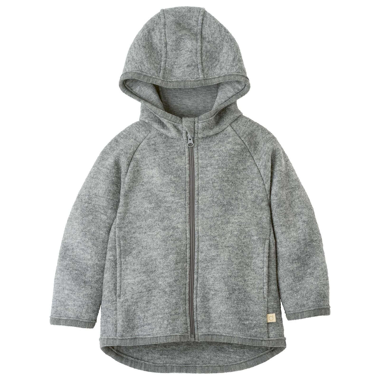 Kids' boiled wool zip jacket with merino-lined hood