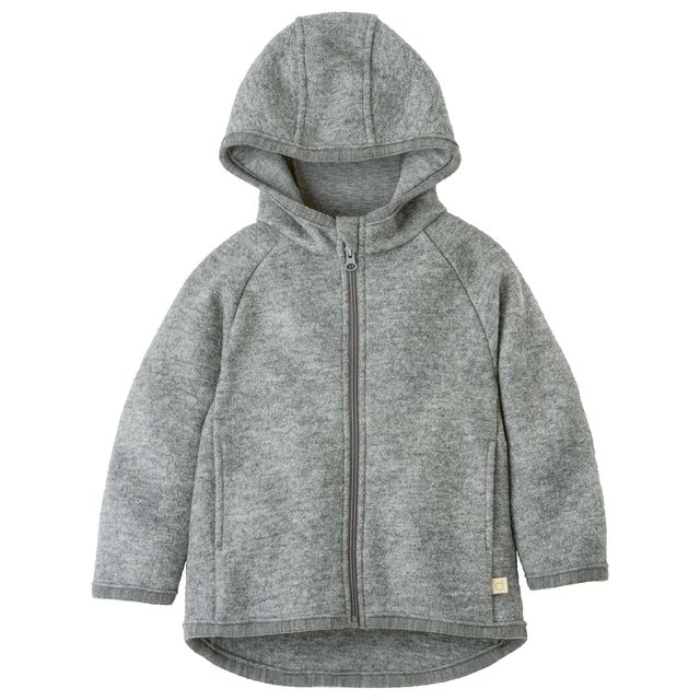 Kids' boiled wool zip jacket with merino-lined hood