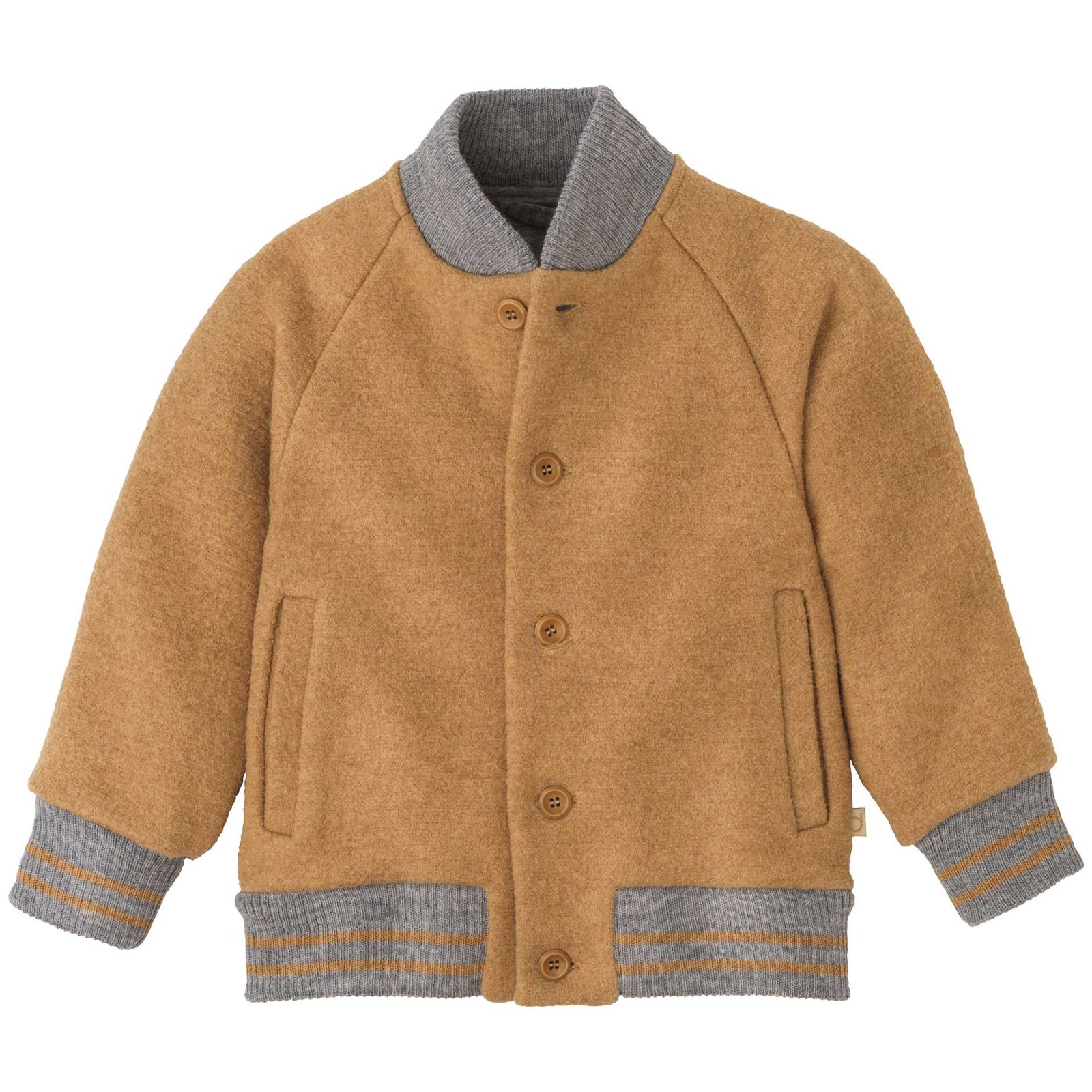 Kids' boiled wool college jacket with merino lining