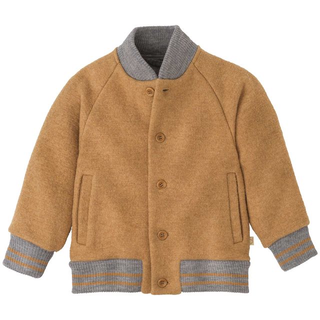Kids' boiled wool college jacket with merino lining