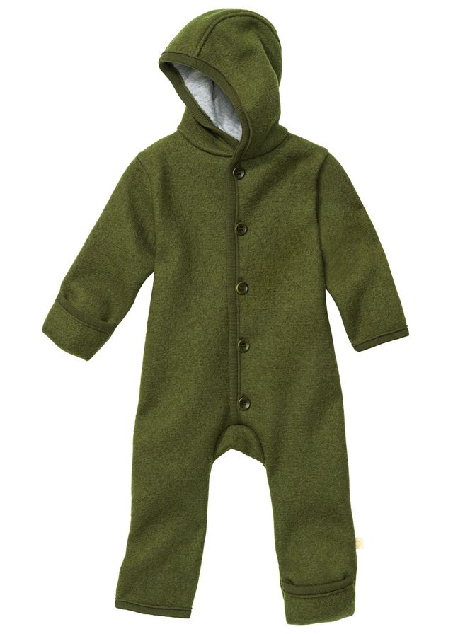 Baby boiled merino wool hooded overall