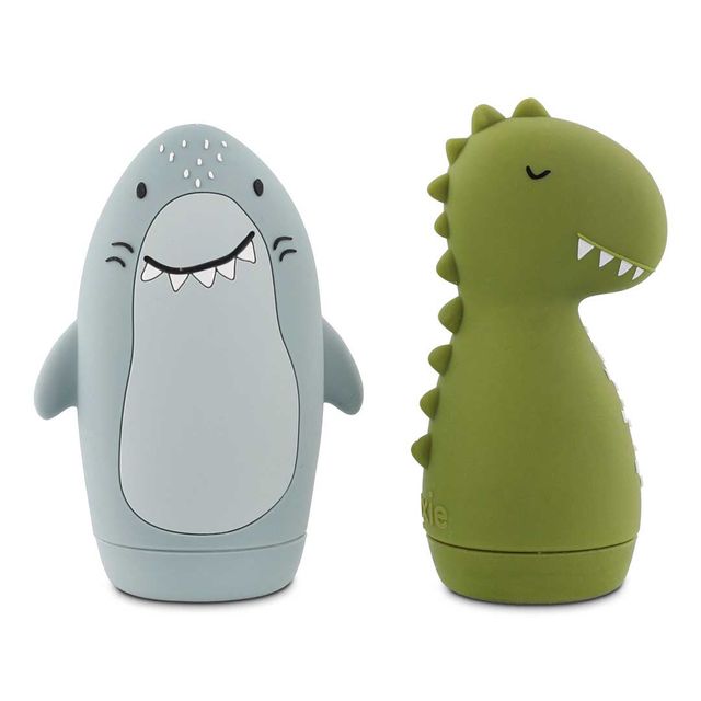 Baby silicone shark and dinosaur bath toys and teethers