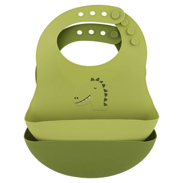 Silicone bibs with food-catching pocket, pack of 2