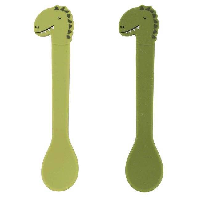 Baby silicone spoons with stainless steel core, set of two