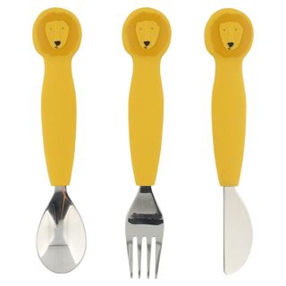 Kids' stainless steel and silicone cutlery set