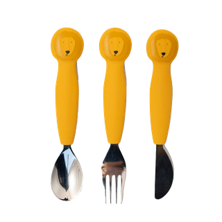 Kids' stainless steel and silicone cutlery set