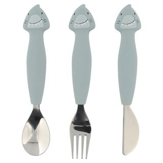 Kids' stainless steel and silicone cutlery set