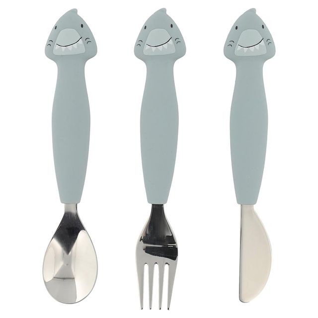 Kids' stainless steel and silicone cutlery set
