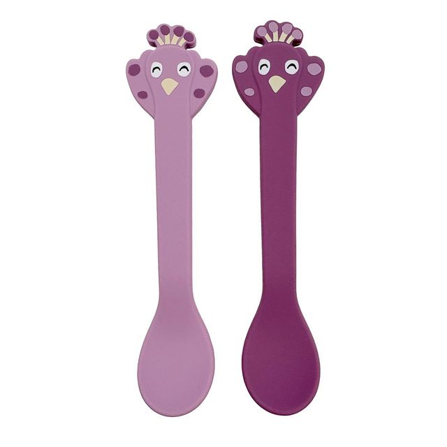 Baby silicone spoons with stainless steel core, set of 2