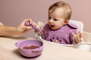 Baby silicone spoons with stainless steel core, set of 2