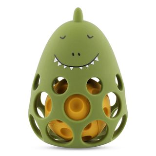 Dinosaur-shaped silicone sensory rattle