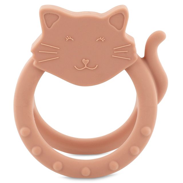 Cat-shaped silicone sensory teether