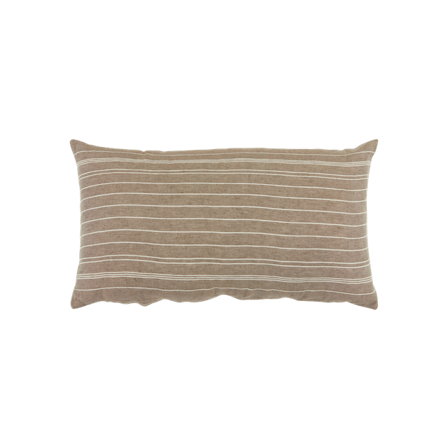 Half-linen striped cushion cover with nut buttons