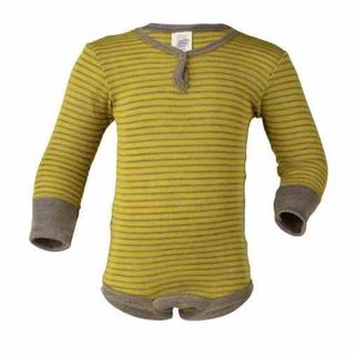 Baby merino wool and silk bodysuit with buttoned collar