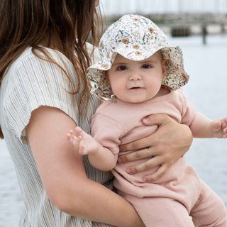 Kids' cotton sun hat with wildflower print