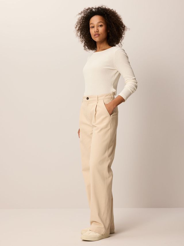 Women's wide-leg cotton twill pants (trousers)