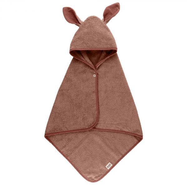 Kangaroo-eared organic cotton hooded baby towel