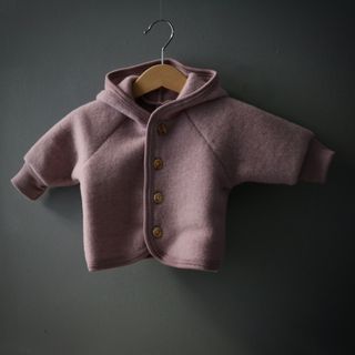 Baby merino wool fleece jacket with hood