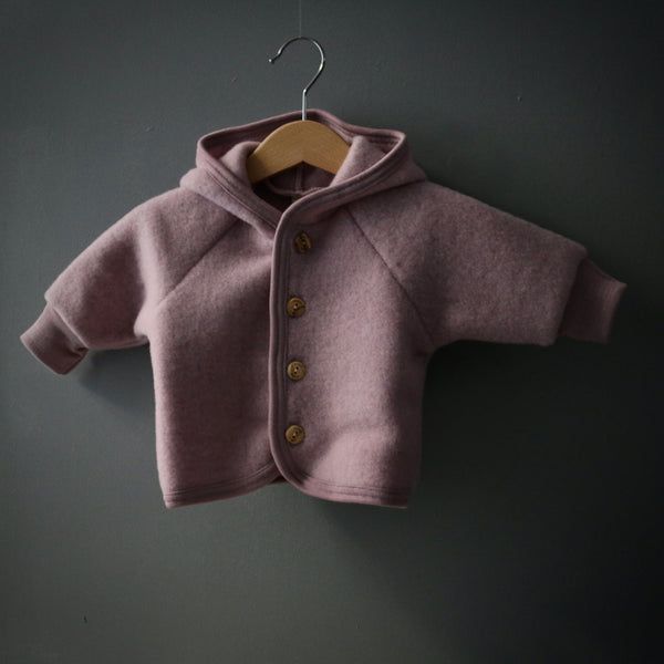 Baby merino wool fleece jacket with hood