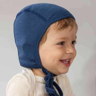 Baby merino wool and silk bonnet (béguin)