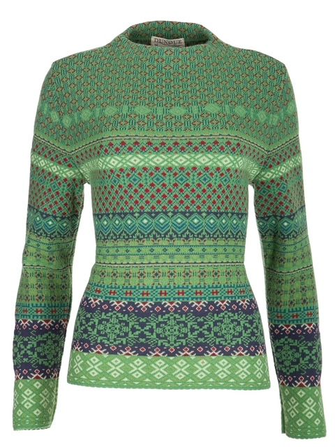 Women's wool and cotton jacquard sweater (jumper) with cup collar