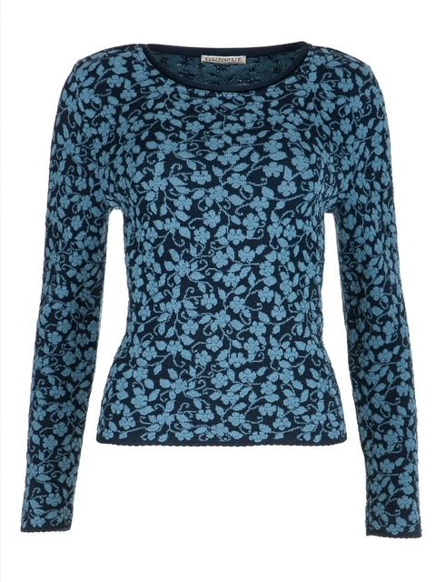 Women's merino wool and cotton jacquard sweater (jumper)