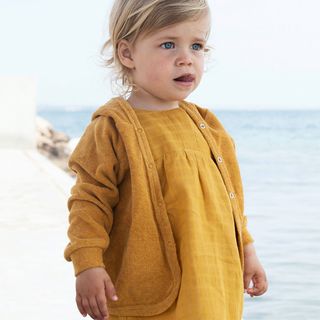 Baby woven cotton dress with checked print
