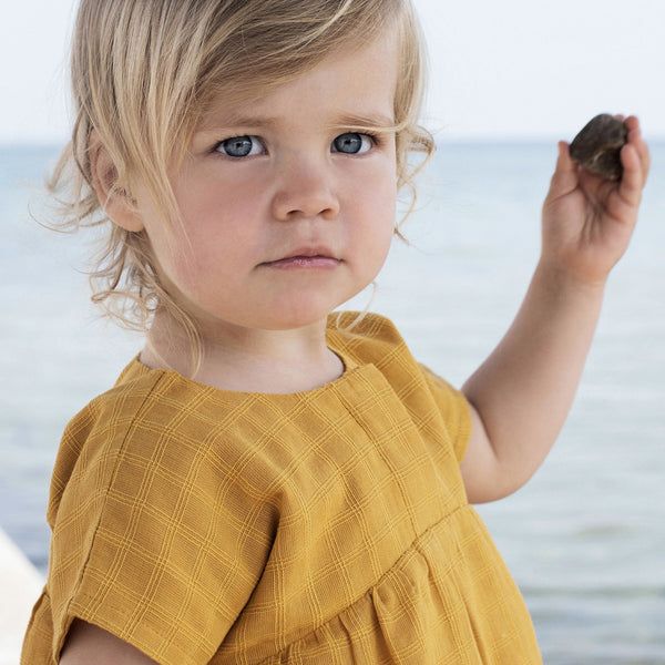 Baby woven cotton dress with checked print