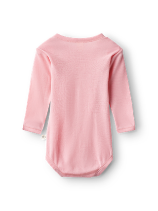 Baby merino wool long-sleeve envelope-neck bodysuit