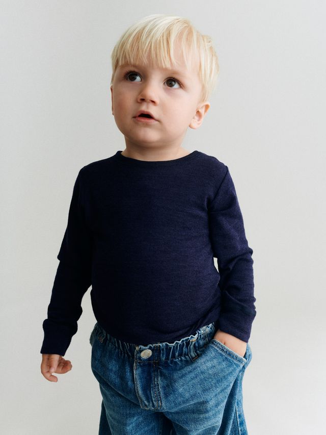 Baby merino wool and silk long-sleeve top