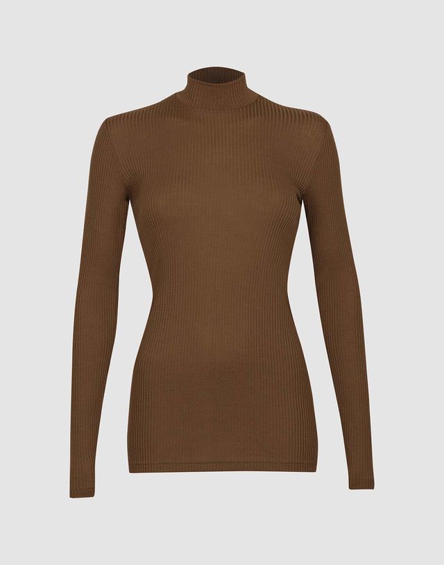 Women's merino wool ribbed turtleneck top