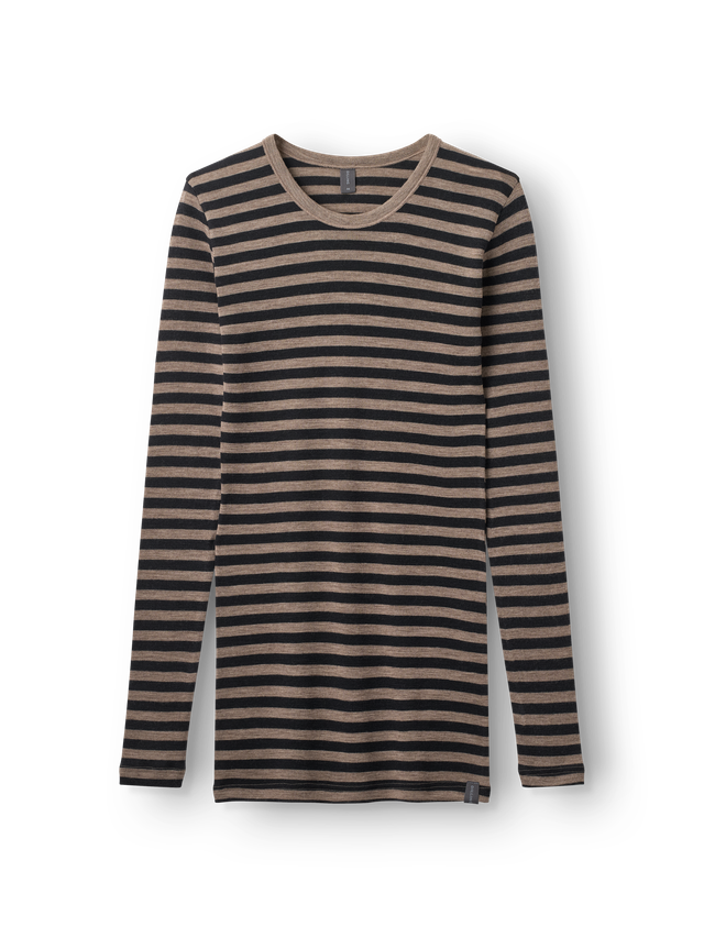 Women's merino wool long-sleeve top with high crew neck