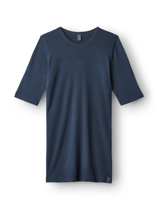 Women's high-neck merino wool rib-knit T-shirt