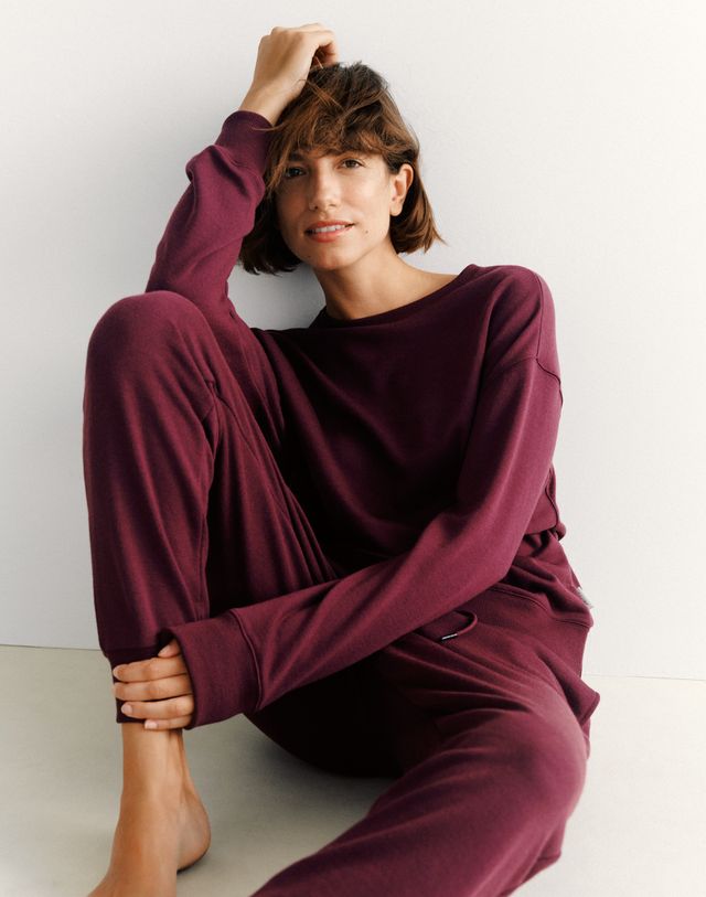Women's cropped merino wool sweatshirt