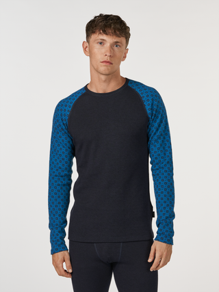 Men's merino wool jacquard raglan long-sleeve top