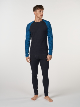 Men's merino wool jacquard raglan long-sleeve top