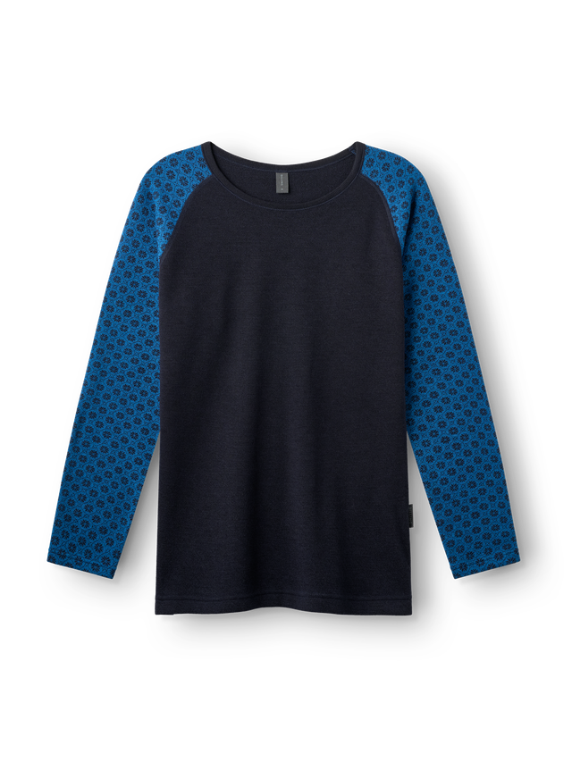 Men's merino wool jacquard raglan long-sleeve top