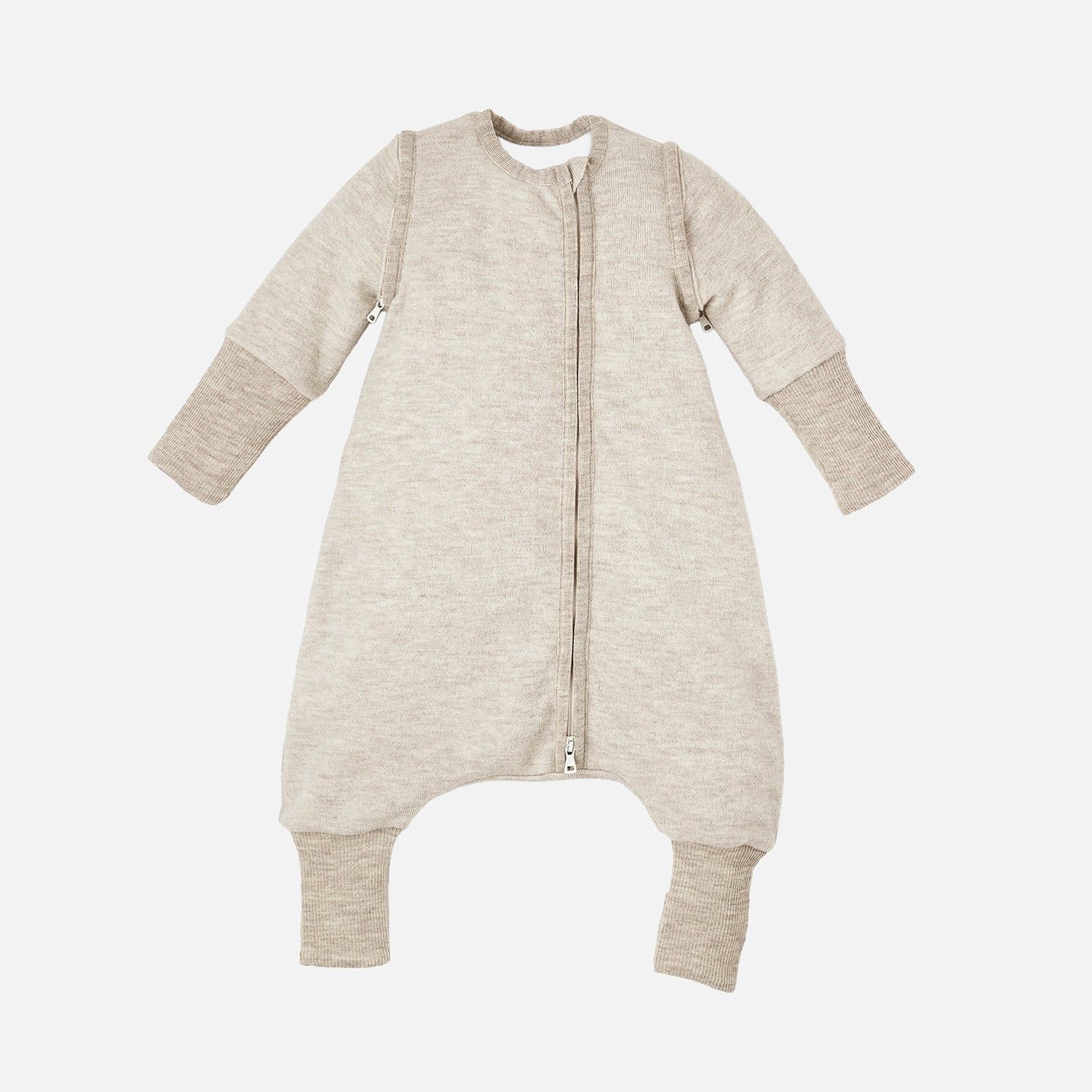 Baby and kids' boiled merino wool sleeping bag with zip-off sleeves