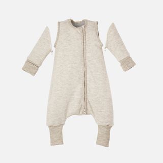 Baby and kids' boiled merino wool sleeping bag with zip-off sleeves