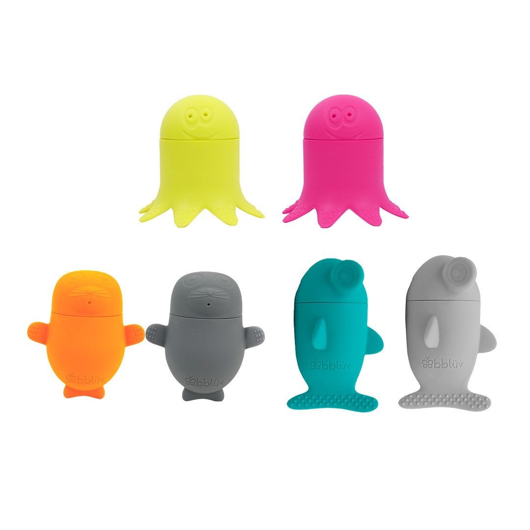 Silicone mix-and-match bath toys, set of 6